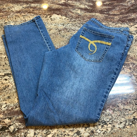 Hot Bottoms Size 22 Medium Blue Straight Leg Stretchy Plus Size Jeans - Picture 3 of 7